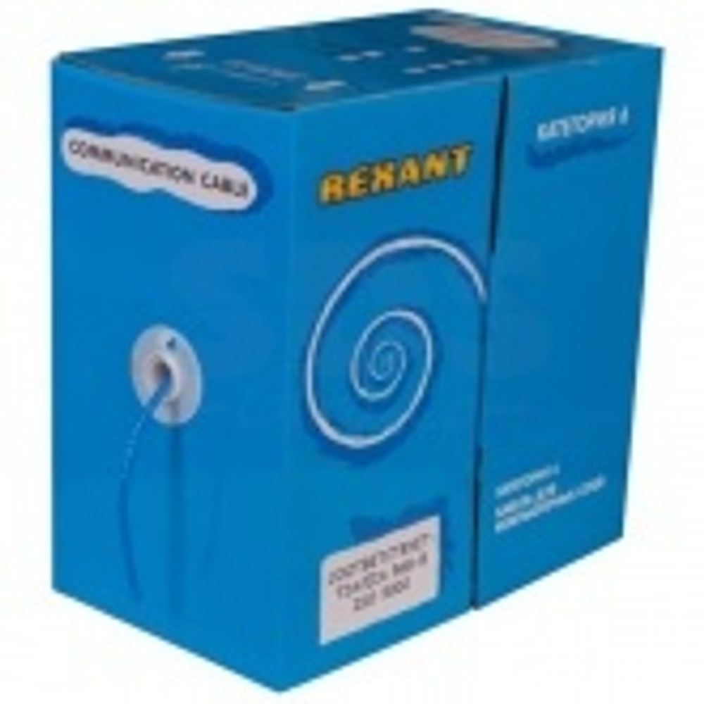 Кабель витая пара неэкранированный UTP 4PR 23AWG cat 6 CU синий [305м] Rexant (провод для интернета) 01-0047