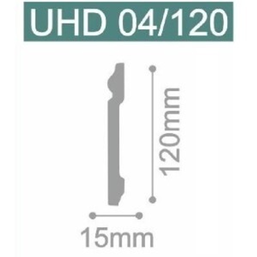 Плинтус дюрополимерный под покраску Solid UHD04/120 Белый 120х15х2400 мм