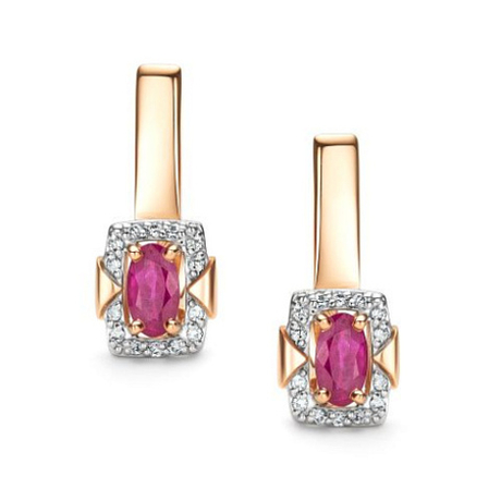 Серьги из золота с рубинами