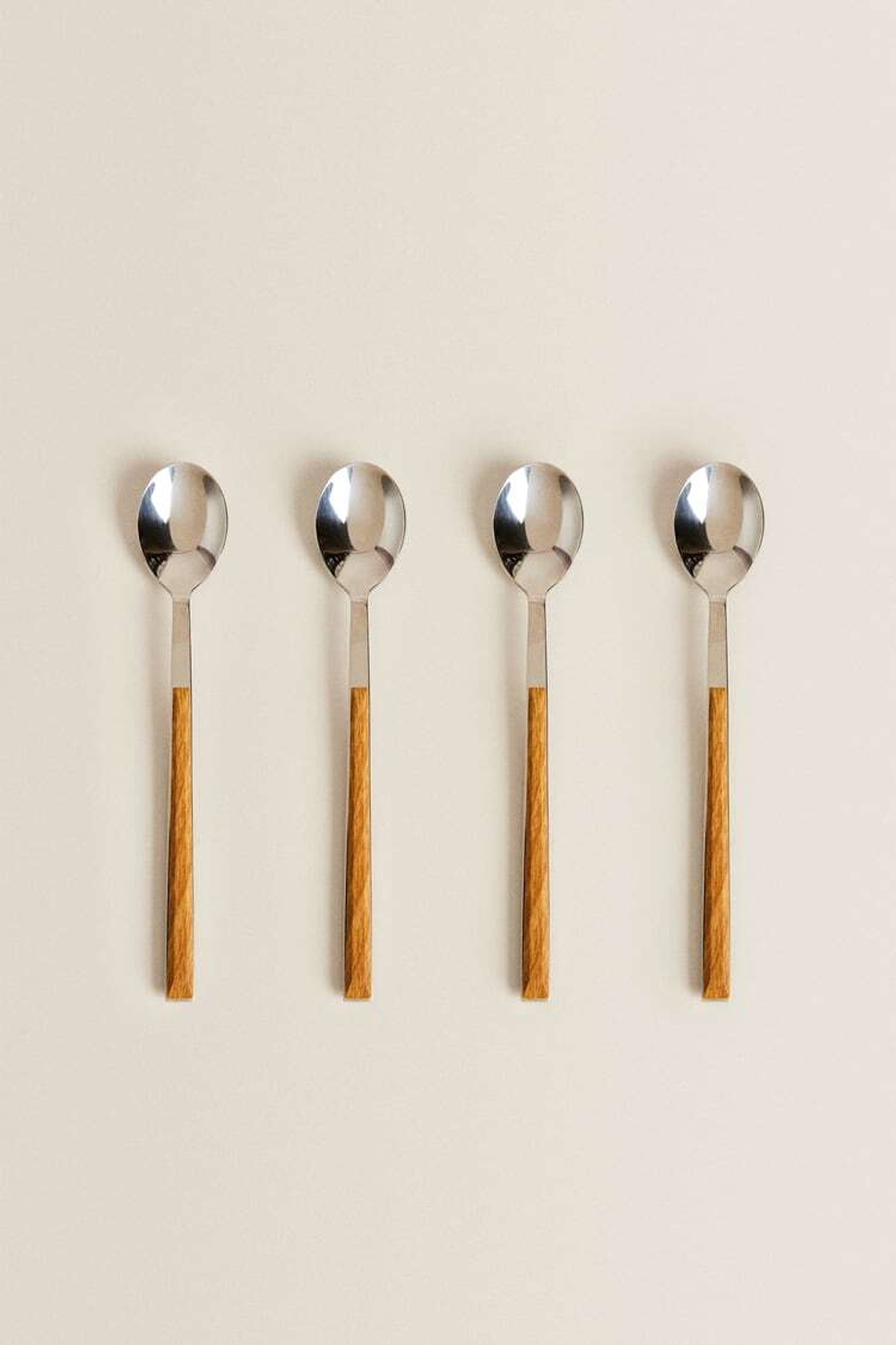 ZARA HOME НАБОР ИЗ 4-Х ДЕРЕВЯННЫХ ЛОЖЕК С РУЧКОЙ, КОРИЧНЕВЫЙ