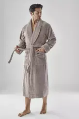 Халат мужской махровый 1400 св. бежевый Nusa