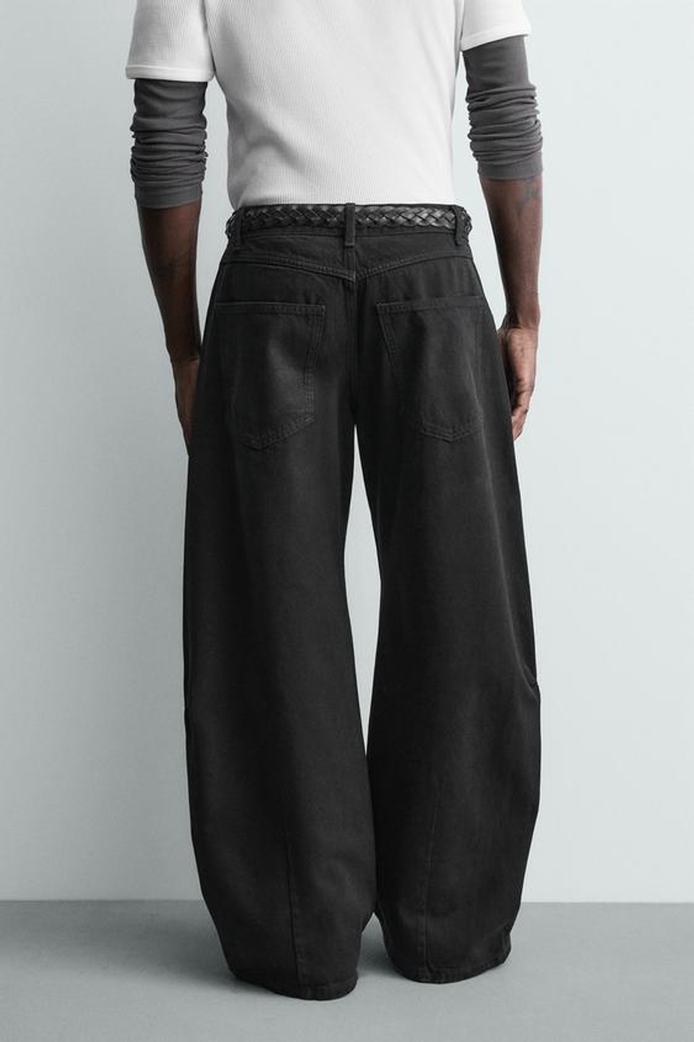 ZARA ДЖИНСЫ BALLOON FIT НА МОЛНИИ, ЧЕРНЫЙ