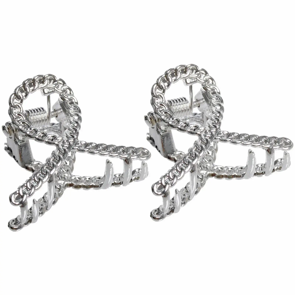 Заколка-краб для волос 2шт «AKS - DesignPRO», завитки, цвет золото и хром, 2,8*2,2см