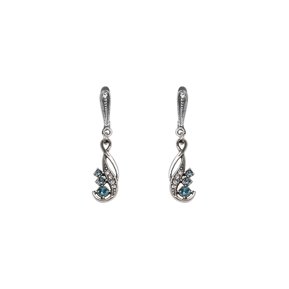 "Флерт" серьги в серебряном покрытии из коллекции "Изумрудные мечты" от Jenavi  с английским замком