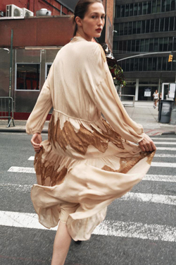 ZARA КОМБИНИРОВАННОЕ ПЛАТЬЕ, ПЕРСИКОВЫЙ