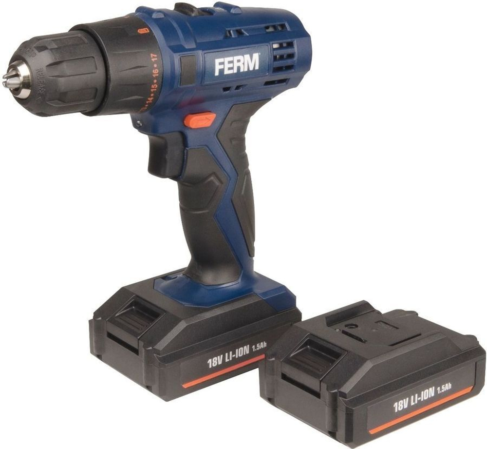 Дрель-шуруповерт FERM CDM1120 1.5Ач, с двумя аккумуляторами