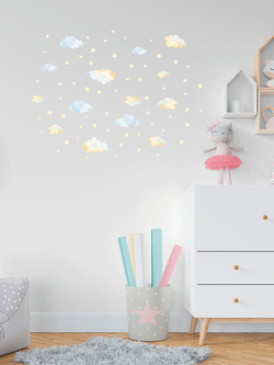 Интерьерные детские наклейки в комнату, акварельные облака