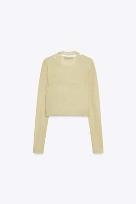ZARA ТРИКОТАЖНЫЙ ТОП-ТРАНСФОРМЕР, ЖЕЛТЫЙ