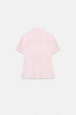 ZARA ПРИТАЛЕННАЯ РУБАШКА ИЗ ПОПЛИНА, РОЗОВЫЙ