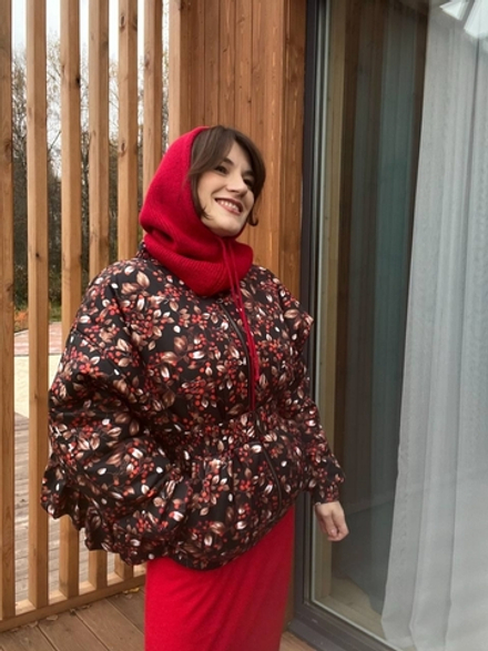 Капюшон вязаный КРАСНЫЙ