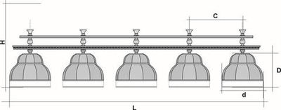 Лампа Император Голд 5пл. ясень (Экс.4,бархат зеленый,бахрома желтая,фурнитура золото)