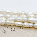 Жемчуг (сорт Б), размер около 8-10*6-6,5 мм, цена за нить 34 см