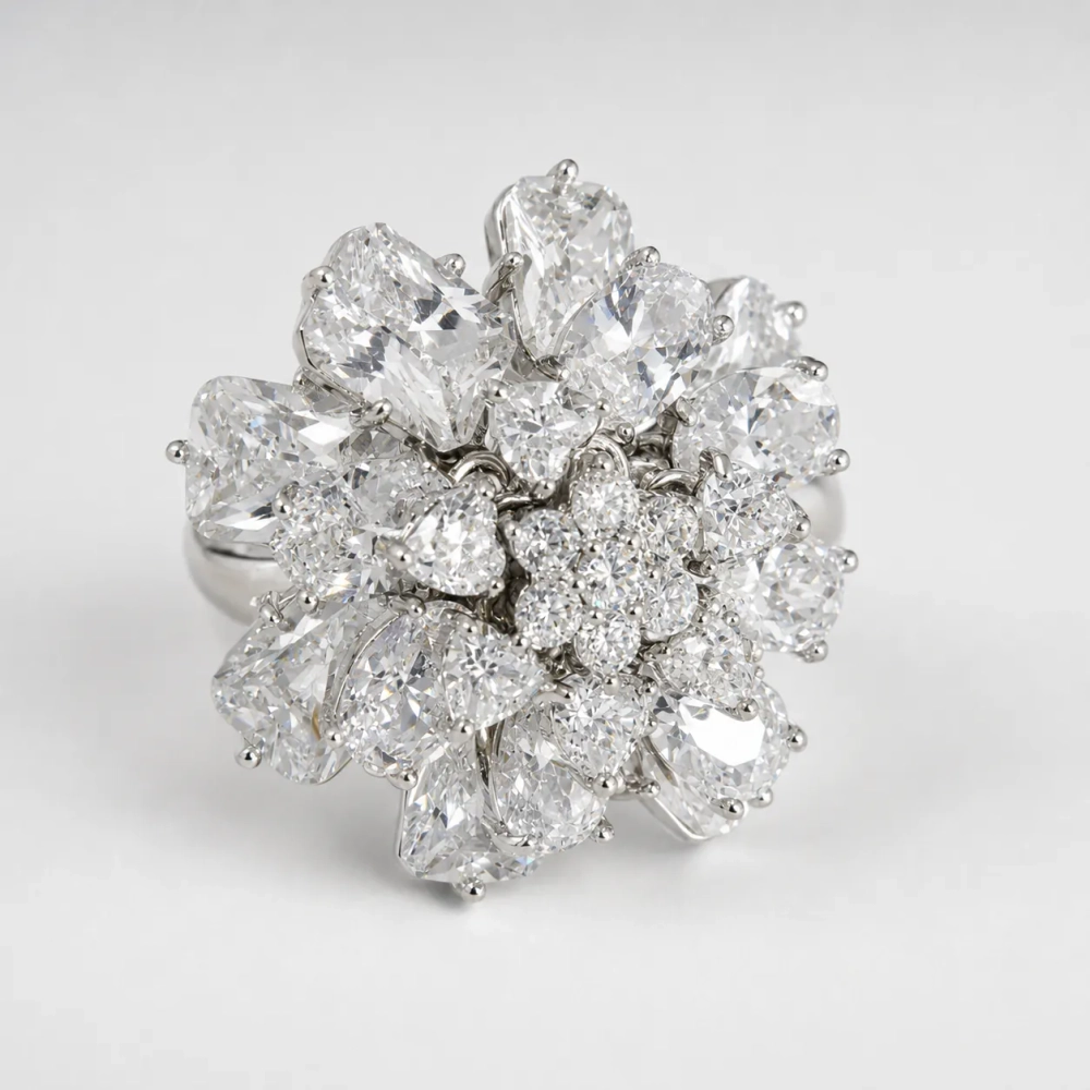 Кольцо «Хрустальный цветок» Silver