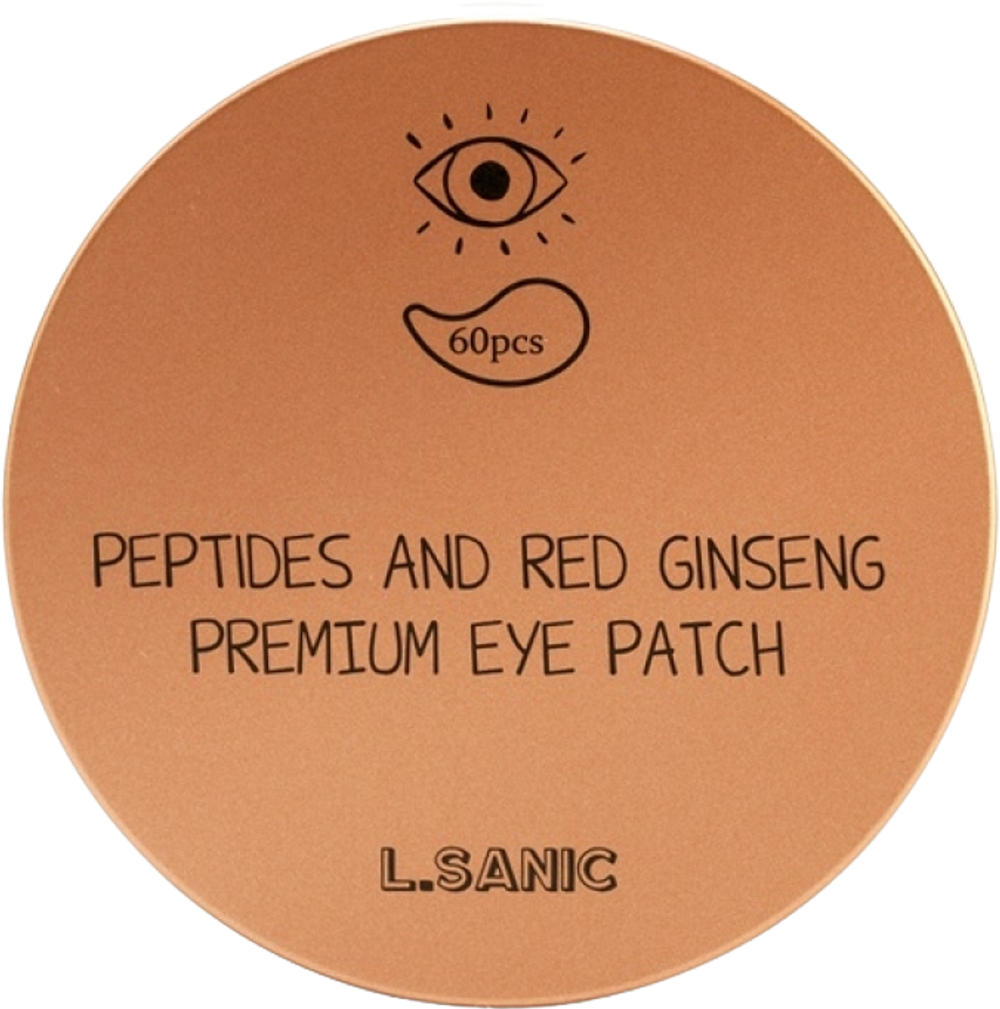 Lsanic Peptides And Red Ginseng Premium Eye Patch, Гидрогелевые патчи для глаз с пептидами и красным женьшенем, 60шт