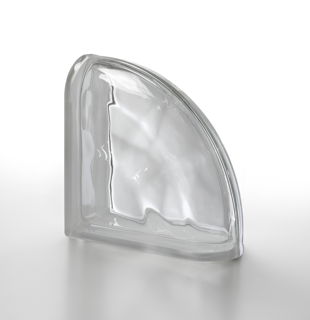 Завершающий стеклоблок бесцветный волна Vetroarredo Neutro TER  Curvo 0 19x19x8