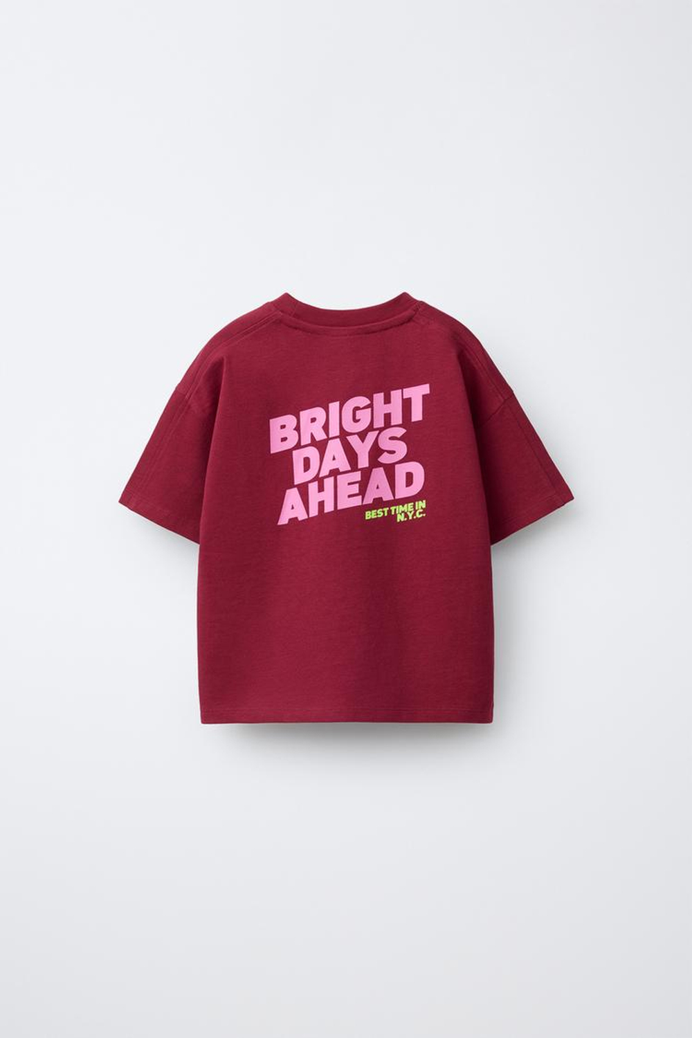 ZARA ФУТБОЛКА С НАШИВКОЙ И ВЫШИВКОЙ, БУРГУНДИ