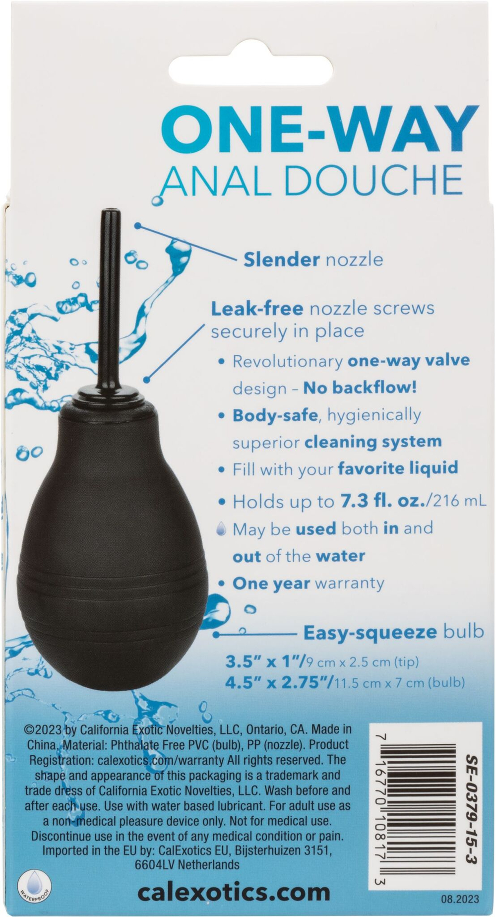 Черный анальный душ One-Way Anal Douche (Цвет: черный)