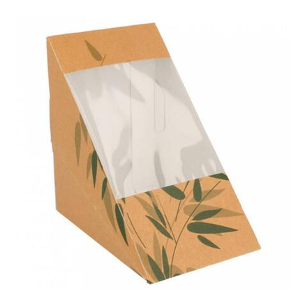 Коробка картонная для тройного сэндвича с окном 12,4*12,4*8,3 см, 100 шт/уп, Garcia de P