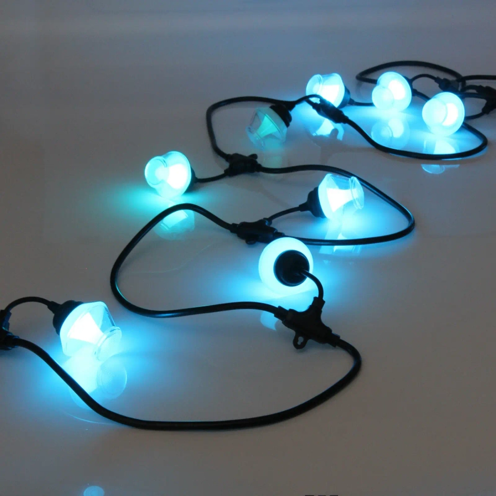 Гирлянда для улицы НИТЬ «Spectrum» 5 м 10 ламп LED (5*6 см), черный провод, 72 режима, IP-65, (пульт д/у), Мультицвет (возможность соединения)