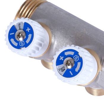 Коллектор распределительный 1", 2 отвода 1/2" плоское уплотнение