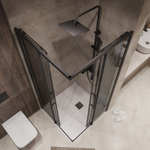 Душевое ограждение Niagara Nova NG-2829-34BLACK (90х90х195) квадрат,черный матовый,двери раздвижные,стекло тонированное,1 место
