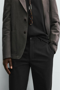 ZARA БРЮКИ ЧИНОС STRAIGHT FIT, ЧЕРНЫЙ