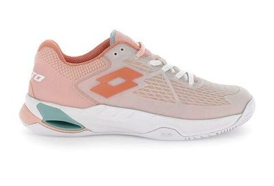 Женские теннисные кроссовки Lotto Mirage 100 II Clay - white/melon orange/peach melba