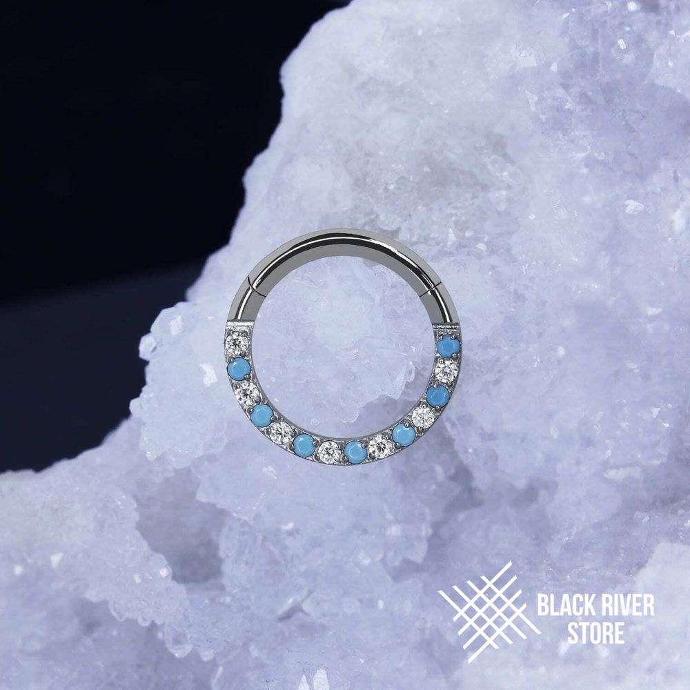 Кликер Side Turquoise CZ &amp; Crystal 1.2мм