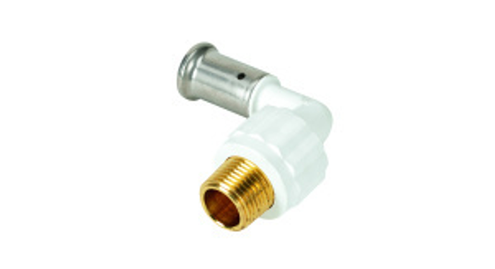Угольник 90°, НР, ПВДФ пресс, 20х1/2", цвет белый Henco