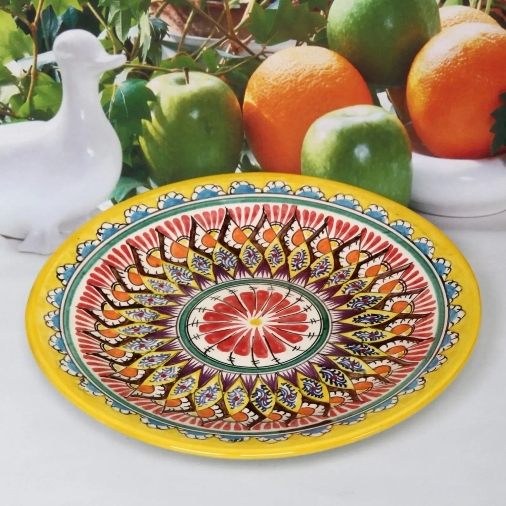 Тарелка глубокая 28см желтая Риштанская Керамика