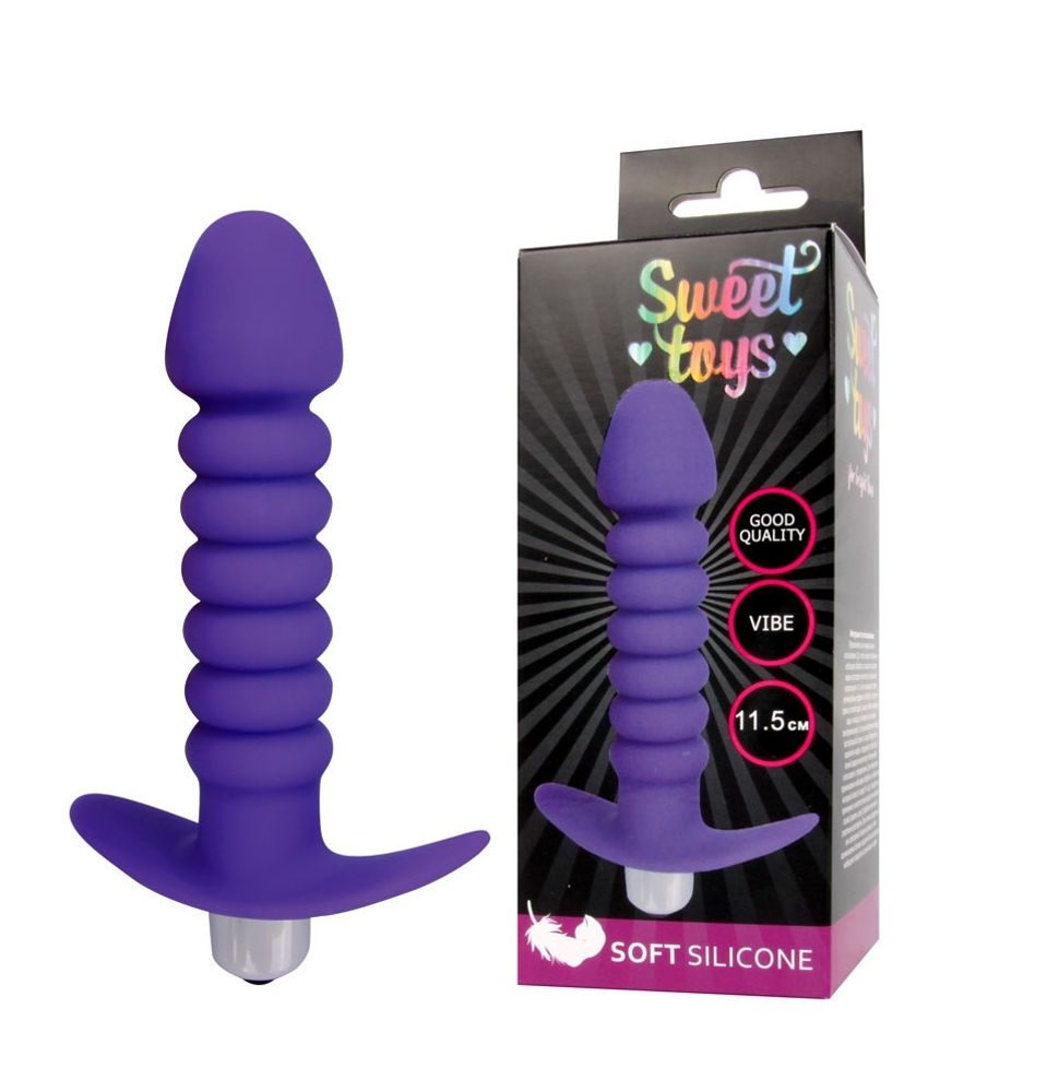Анальная втулка с вибрацией Sweet Toys фиолетовая 11,5 см