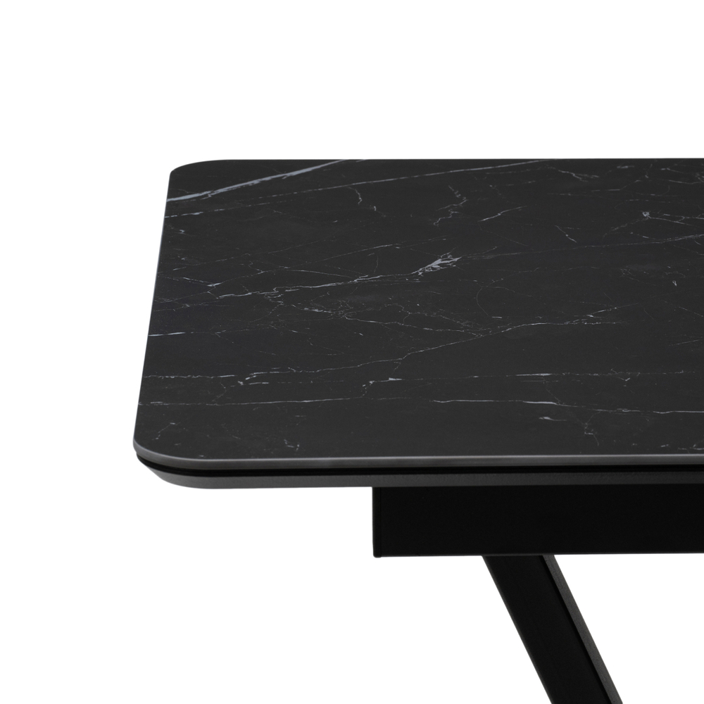 Керамический стол Woodville Бугун 120(160)х80х77 черный мрамор, черный