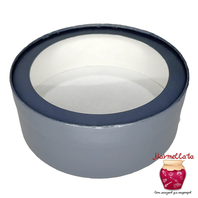 Упаковка круглая с окном под зефир, печенье и макароны, 16*7 см, ГРАФИТ