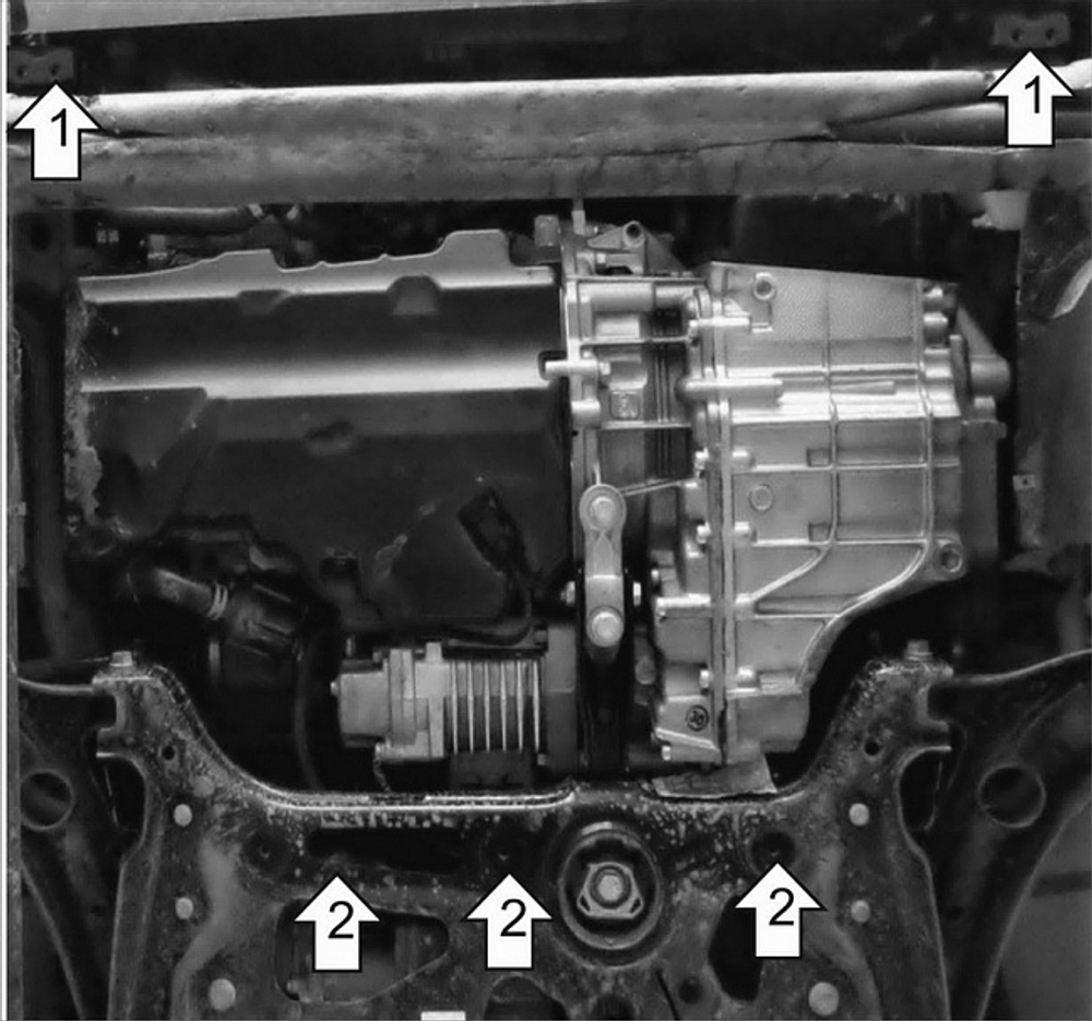 Стандартная защита Motodor картера Двигателя, КПП, 1,5 мм, Сталь. для Skoda Karoq 2020-н.в., Skoda Kodiaq 2016-н.в., Volkswagen Tiguan 2017-н.в., Volkswagen Taos 2021-н.в. арт.52739
