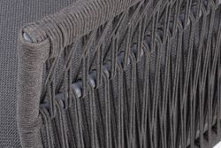 "Лугано" кресло плетеное из роупа, каркас алюминий темно-серый (RAL7024) муар, роуп темно-серый круглый, ткань темно-серая YB25-0027