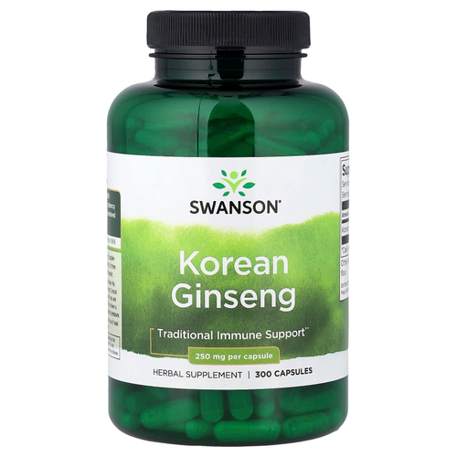Swanson Vitamins, корейский женьшень, 300 капсул (250 мг в 1 капсуле)