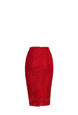 Юбка-миди кружевная красная