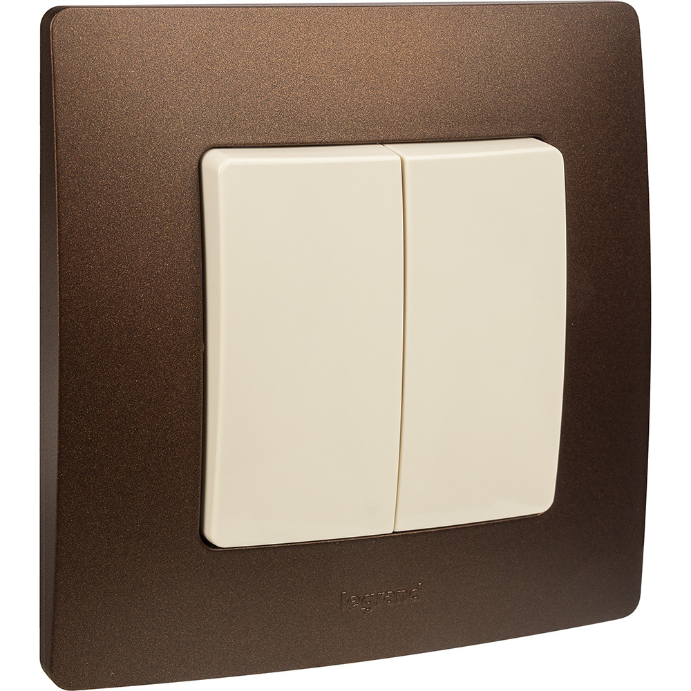 Выключатель 2х-клавишный 10А 250В слоновая кость ETIKA Legrand