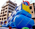 Коммерческий надувной батут-горка "Дракон" 10*5*8 м,без шипов сине-белый