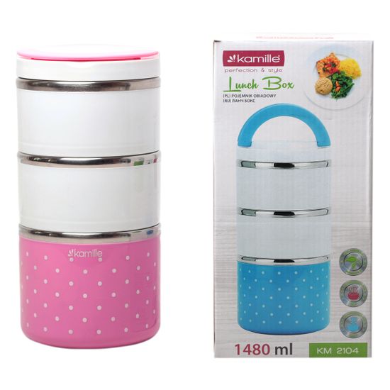 Ланч бокс тройной 1480 мл. Kamille КМ 2104 круглый