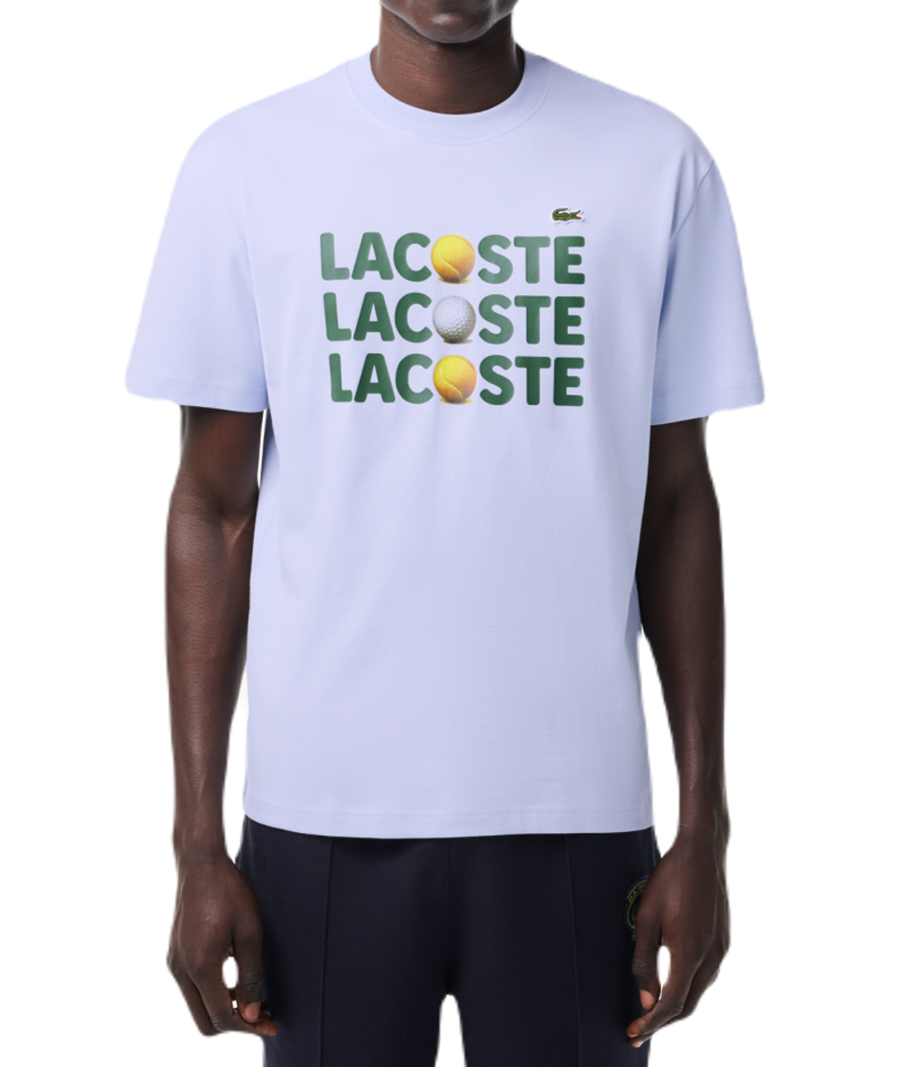 Теннисная футболка Lacoste Heavy Cotton Tennis Ball Print T-Shirt - light blue