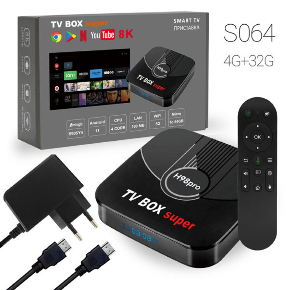 Приставка Смарт TV Box Андроид H98 Pro 4/32 Гб A905Y4