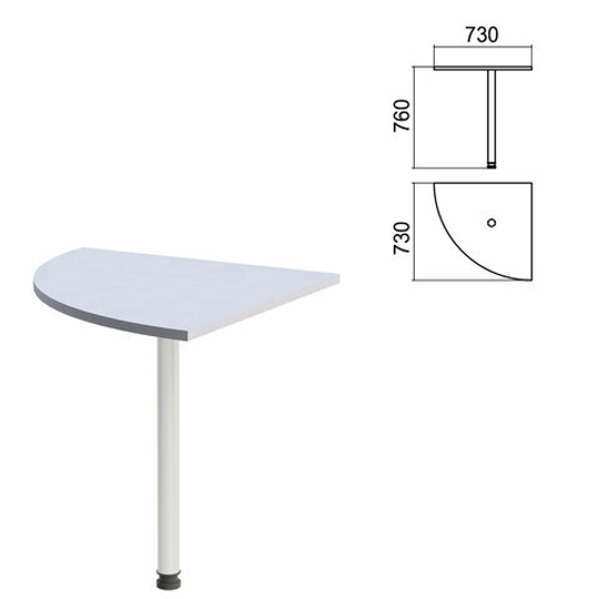 Стол приставной угловой "Арго", 730х730х760, серый/опора хром (КОМПЛЕКТ)
