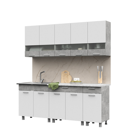 Кухня 2,0 Денвер Белый шагрень/Ателье светлый