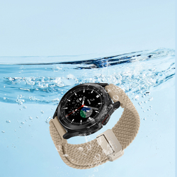 Эластичный ремешок серого цвета (Beige) от Dux Ducis для смарт часов Samsung Galaxy Watch 3, 4, 5, 6 и 7 (размер крепления 20мм), серия Strap (Mixture Pro Series)