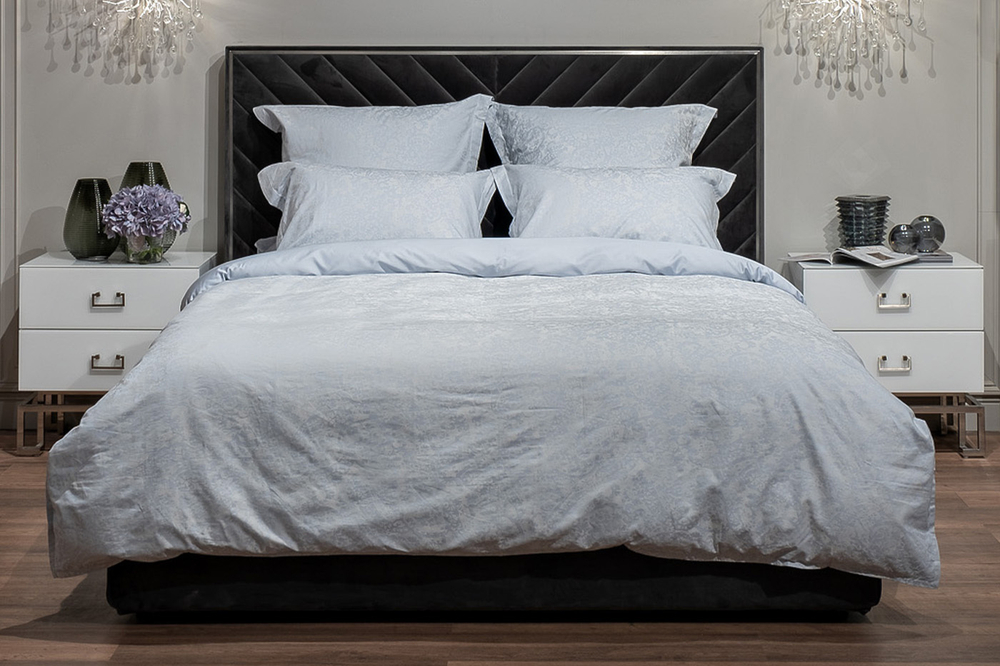 Постельное белье 1.5 спальное Garda Decor Илария сатин голубое