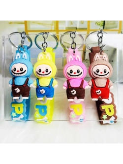 Брелок игрушка Лабубу в комбинезоне Желтый