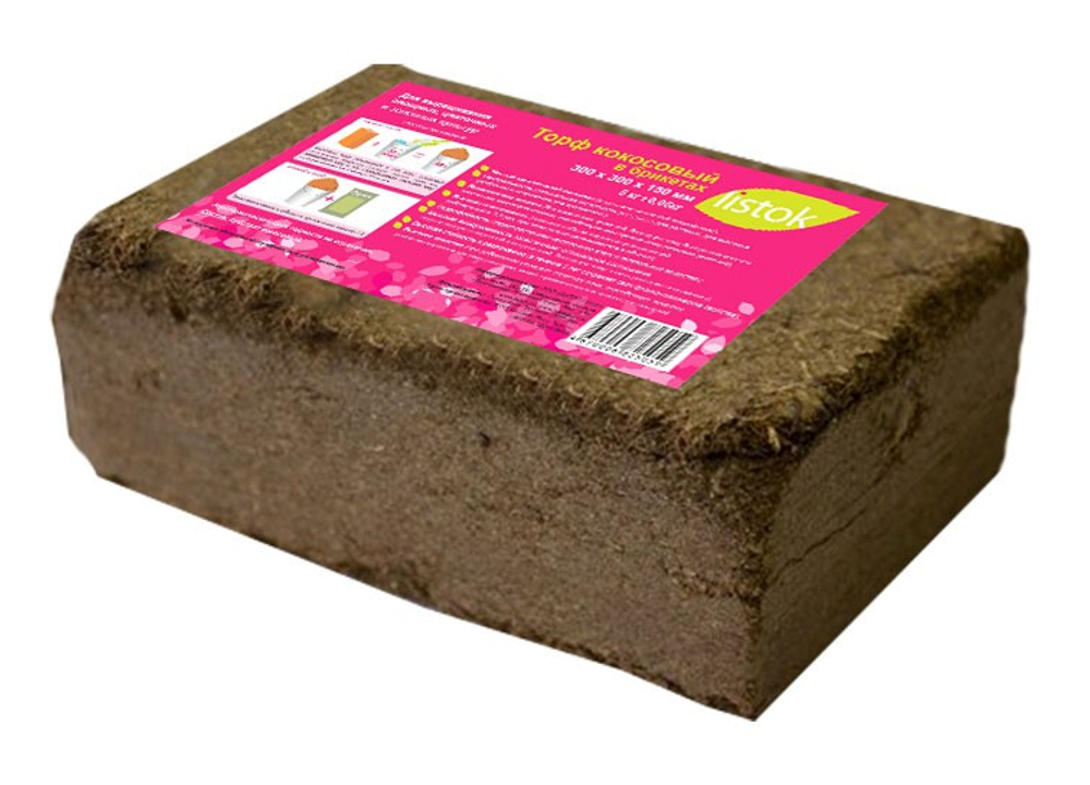 Торф кокосовый LISTOK 2 кг в брикетах