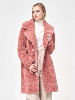 Шуба женская из овечьей шерсти чебурашка тедди, SilverFox (арт. S1188rm012bz)