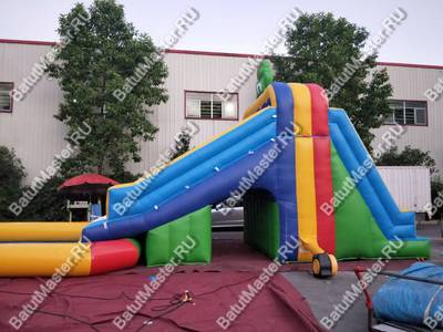 Надувной водный батут с бассейном «Весёлый спуск», 13,5*5*5 м